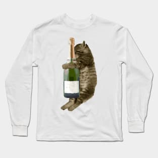 Cat Champagne Long Sleeve T-Shirt